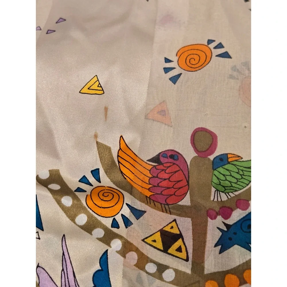 Laurel Burch Silk Scarf Tree of Life Whimsical Cats Birds Fish Rectangular Wrap